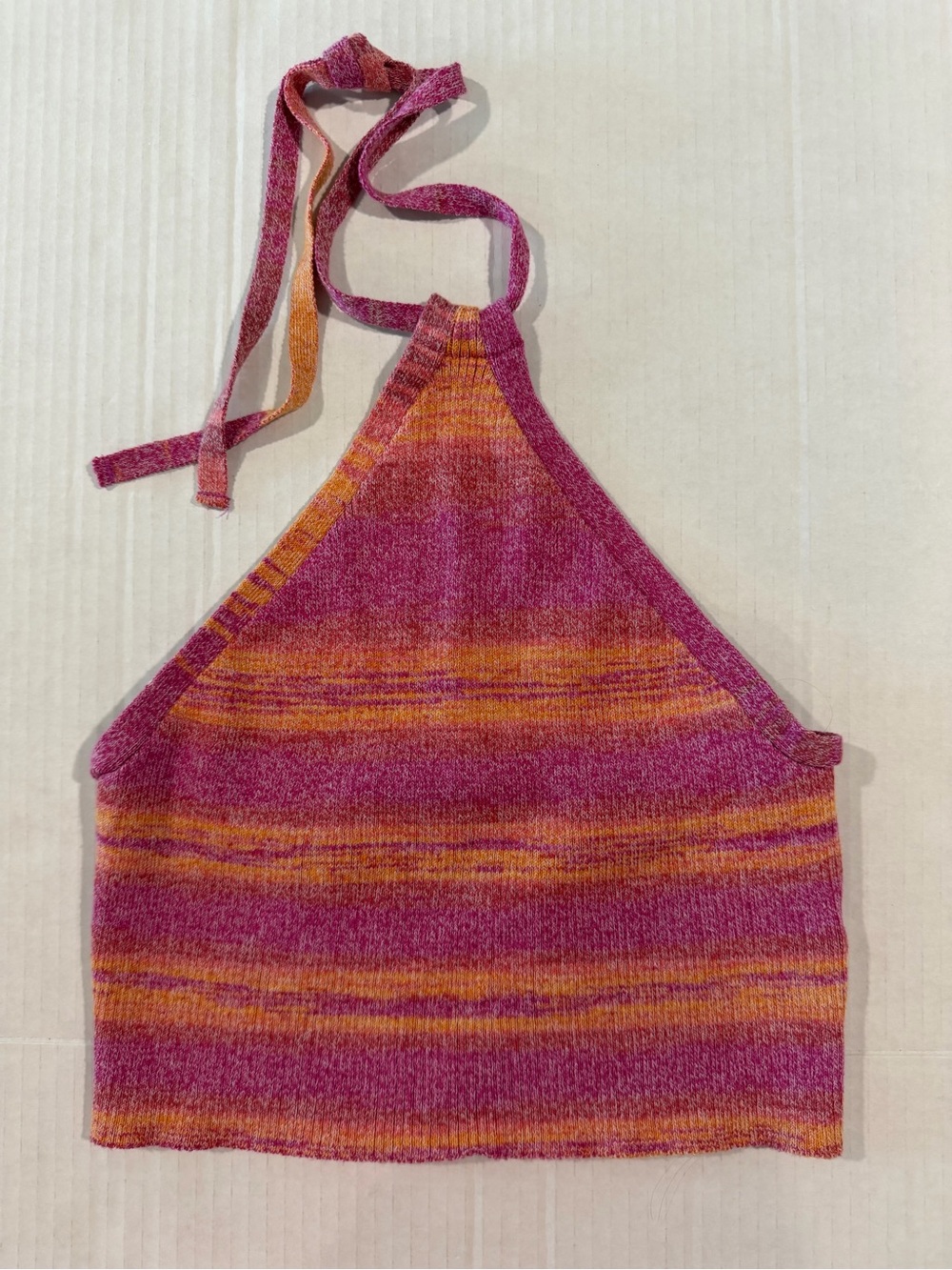 Wild Fable Pink & Orange Knit Halter Crop Top